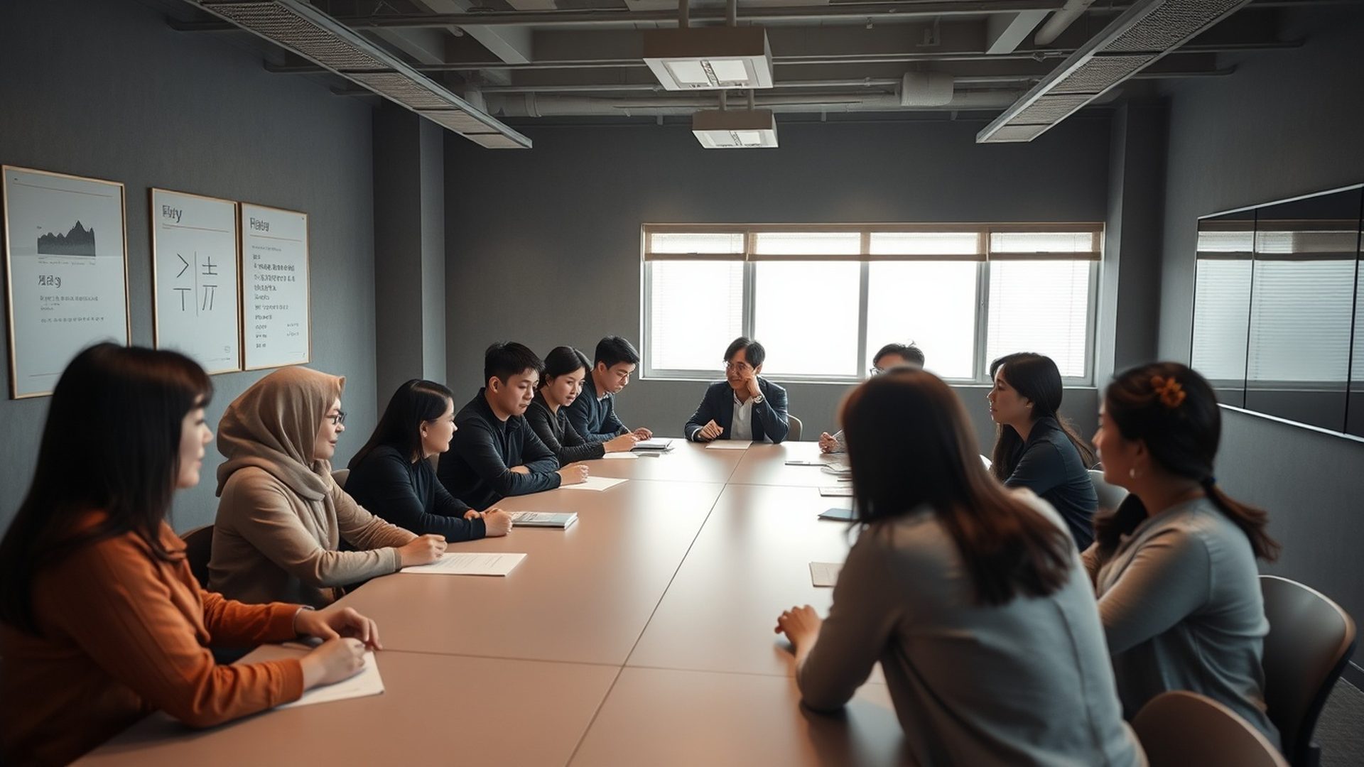 부산의 밝은 강의실에서 함께 학습하는 성인 학습자들